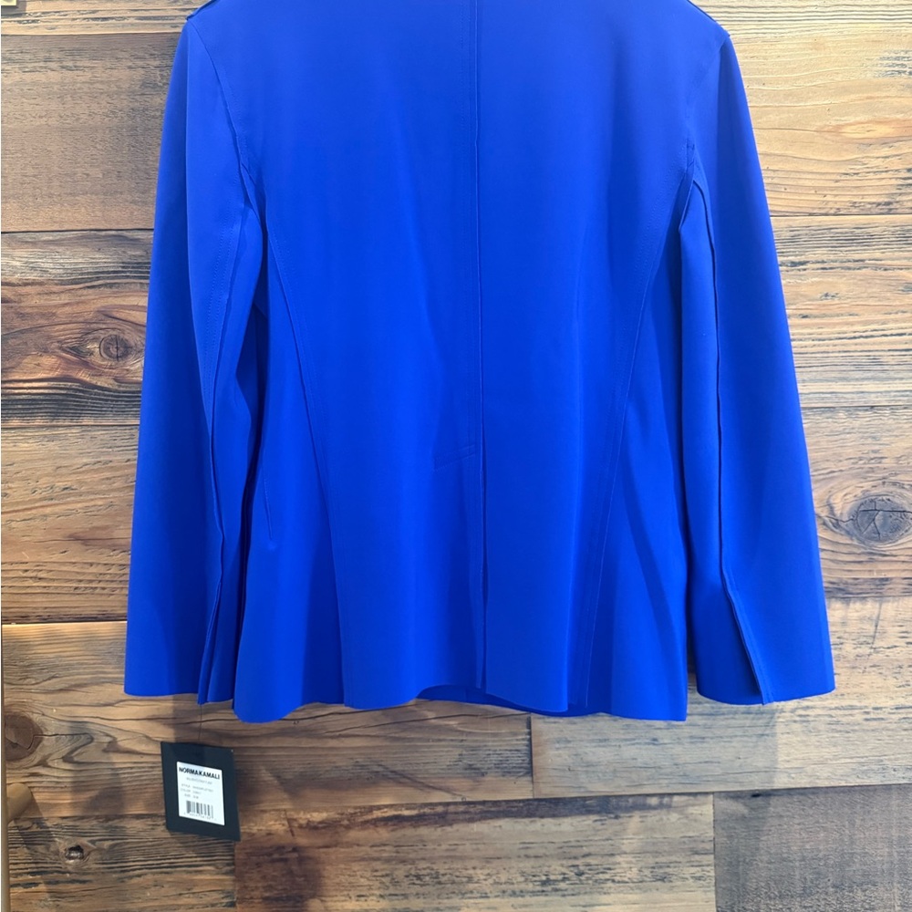 Norma Kamali Single Breasted Straight Fit Jacket in Cobalt - Picture 6 of 14